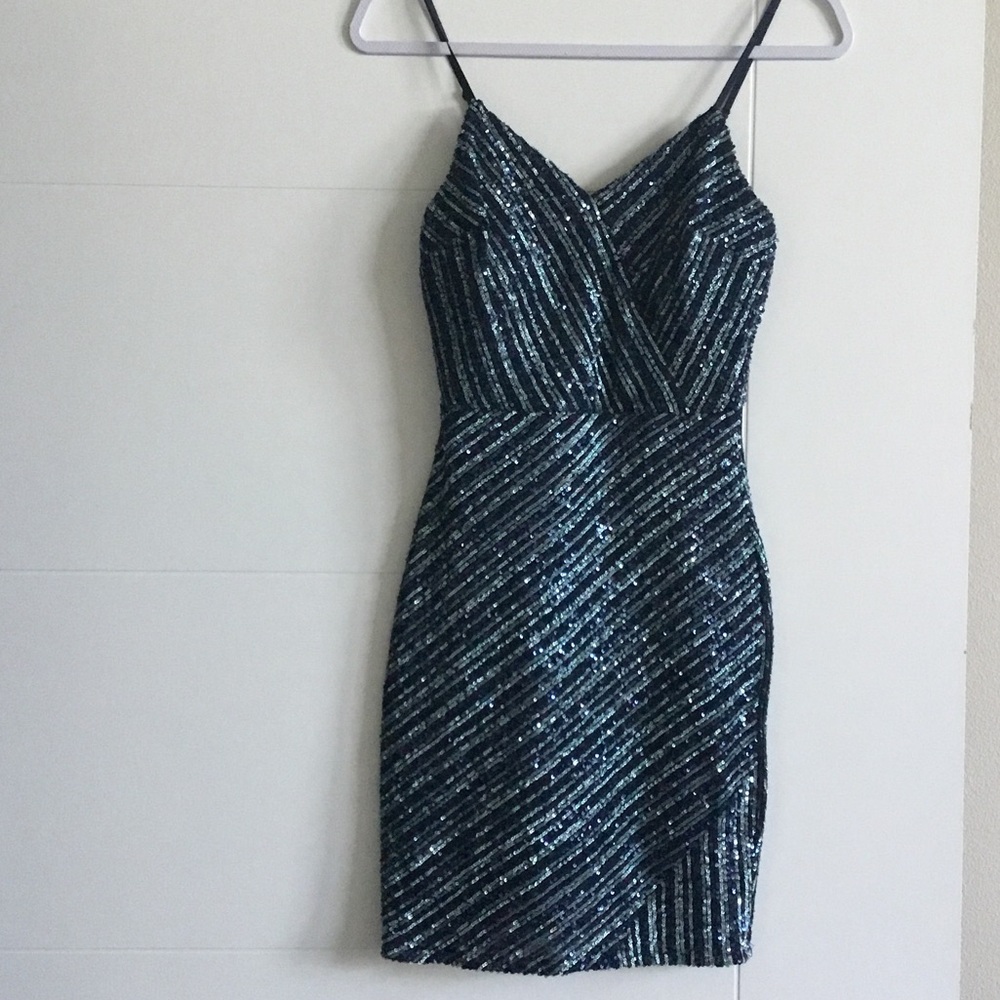 Trixxi Navy Sequin Mini Dress